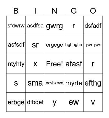 Test Bingo Card