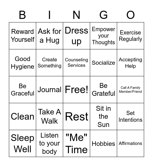 Wellness Bingo Card