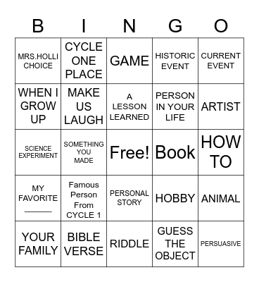 Presentation Bingo Card