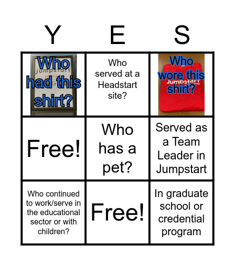 Jumpstart Alumni Gathering Bingo Card