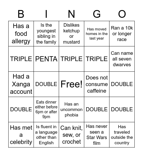 LG Bingo Card