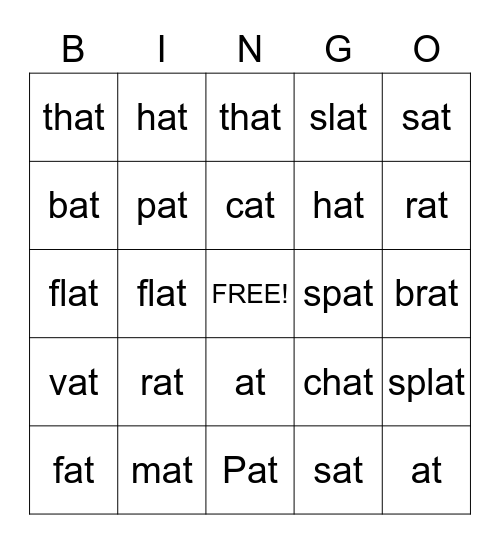 -AT FAMILY BINGO Card