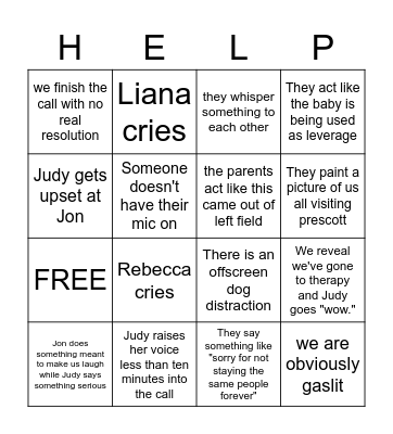 Fampocalypse Bingo Card