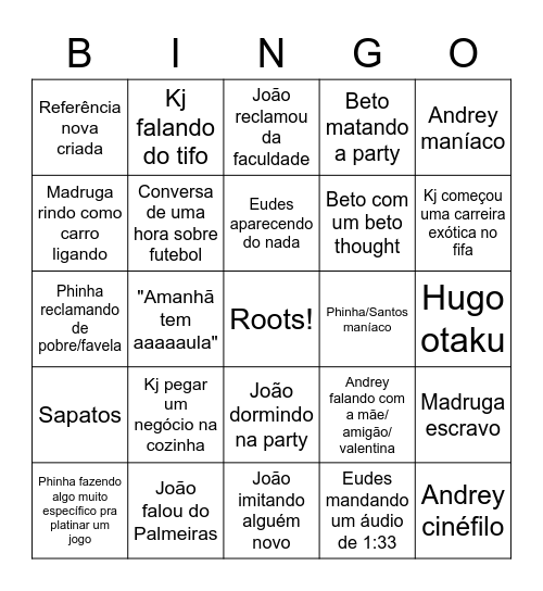 Bingo BSG (Um dia de party) Bingo Card