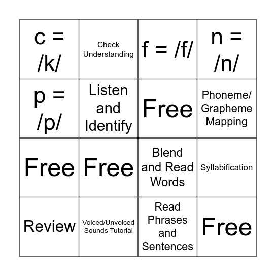 Level 1 Unit 1 Lesson 2 Bingo Card