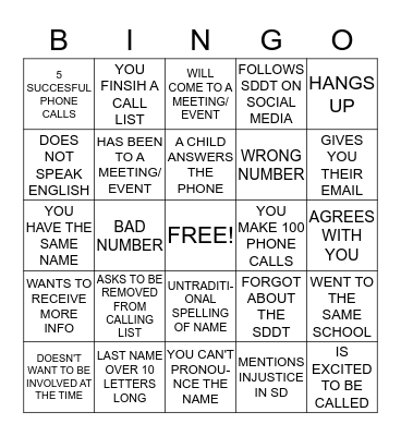 San Diego Dream Team Bingo Card