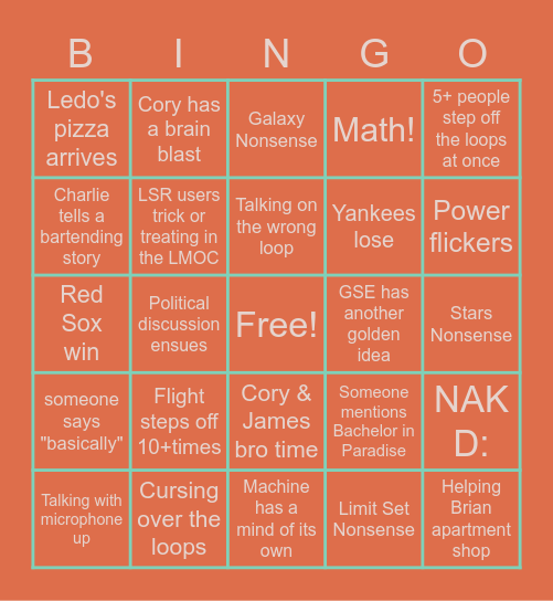 Night 279 biNgO Card