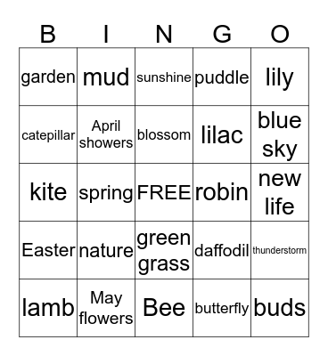 Spring Fling Bingo Card