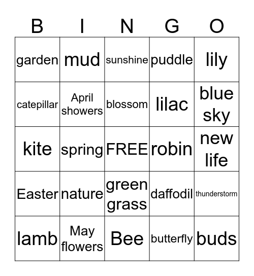 Spring Fling Bingo Card