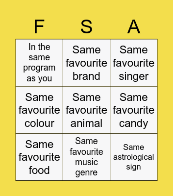 Get to know everyone Bingo! Bingo Card