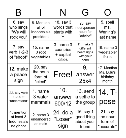 can you... (advanced) Bingo Card