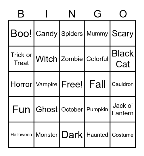 Halloween Bingo Card