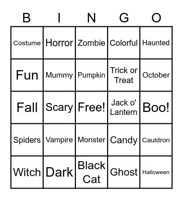 Halloween Bingo Card