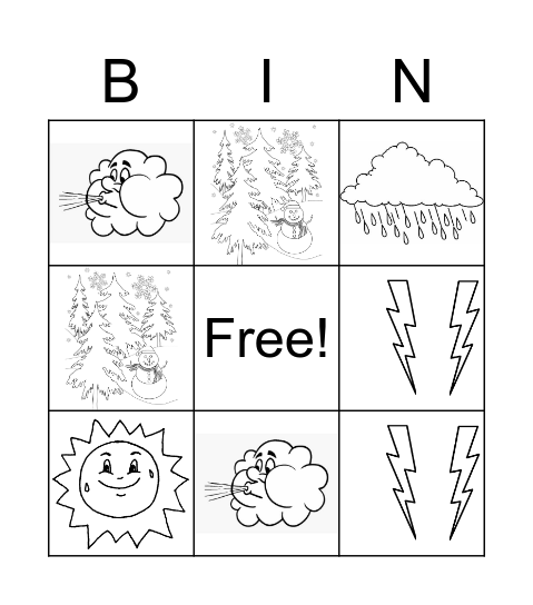 Look at the Weather Bingo Card