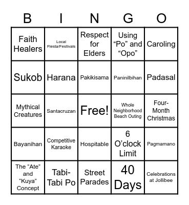 GNED 05 Bingo Card