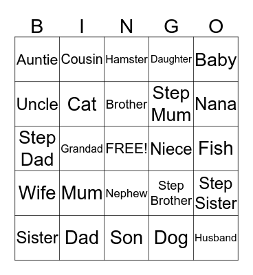 Family Bingo Card