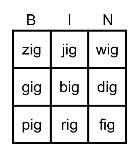 ig Bingo Card