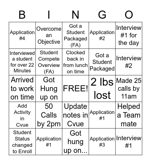 Vista Bingo-Online Team! Bingo Card
