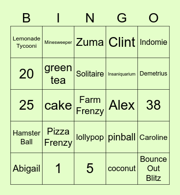 Sohee Bingo Card