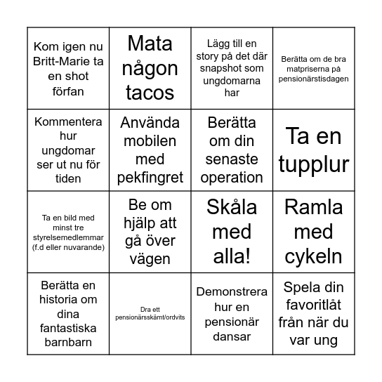 B I N G O ! Bingo Card