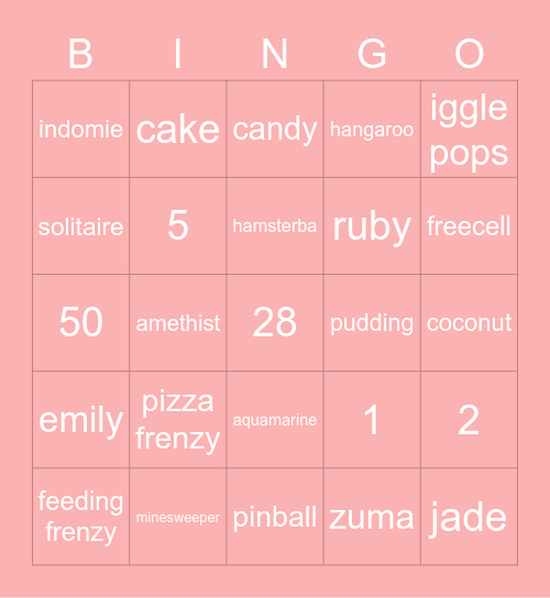 Arin’/ Bingo Card