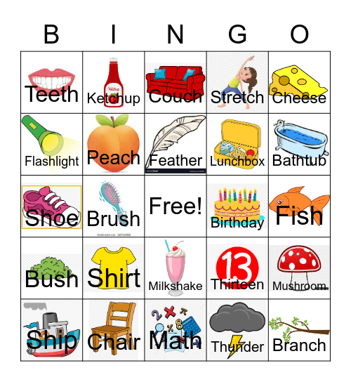 "SH" "CH" "TH" Bingo Card