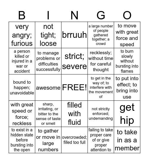 Book 7 Lesson 8 Bingo Card