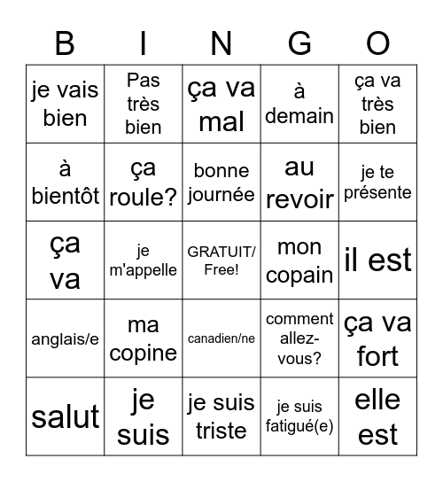 T'es branché Unité1 A/B Bingo Card