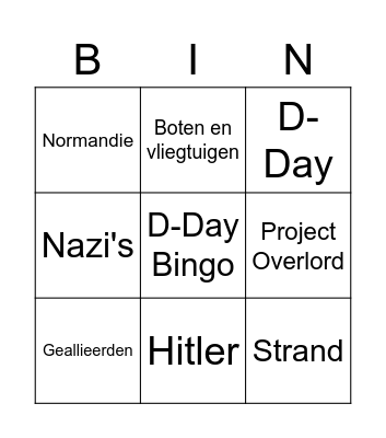 D-Day Bingo Card