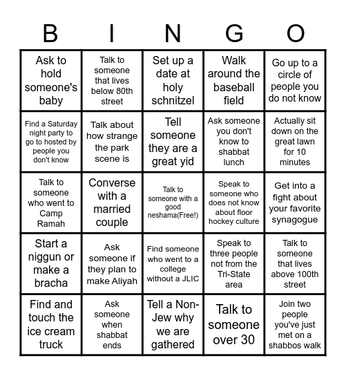 Central Park Bingo - Brought to You by Apt. 4S Bingo Card
