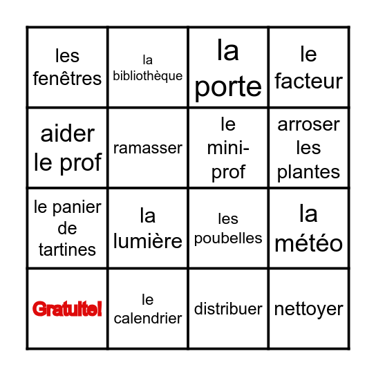 Les corvées Bingo Card