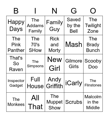 TV Show Themes Bingo Card