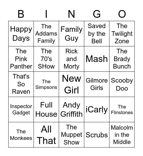 TV Show Themes Bingo Card