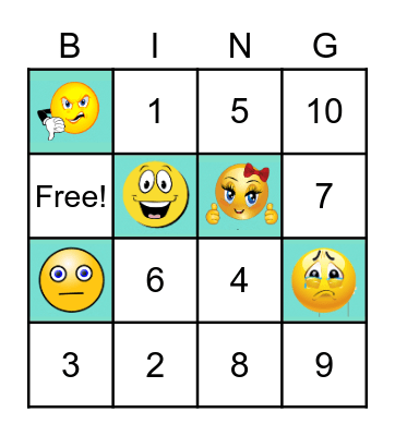 Emociones y numeros Bingo Card