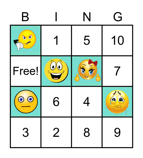 Emociones y numeros Bingo Card