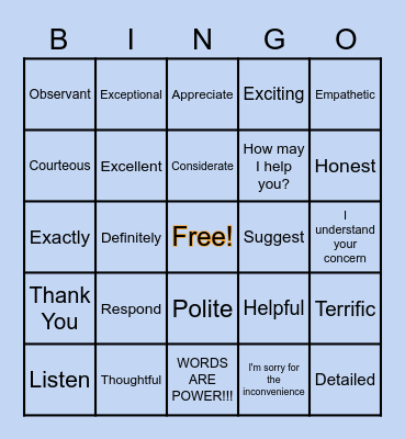 CUSTOMER SERVICE WEEK Bingo Card