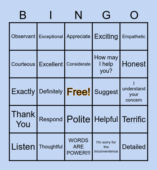 CUSTOMER SERVICE WEEK Bingo Card