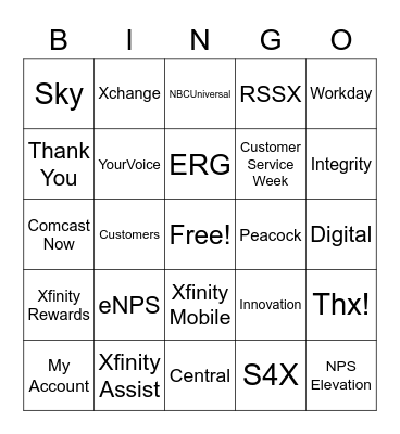 XM Customer Service Appreciation! Bingo Card