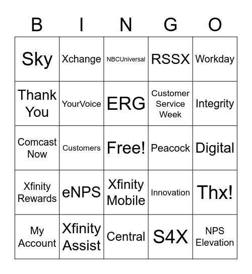 XM Customer Service Appreciation! Bingo Card