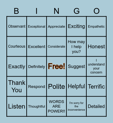 CUSTOMER SERVICE WEEK Bingo Card