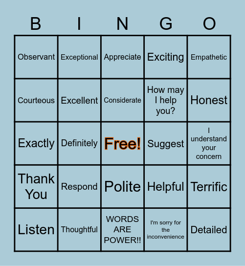 CUSTOMER SERVICE WEEK Bingo Card