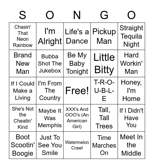 BBS Country Round 3 Bingo Card