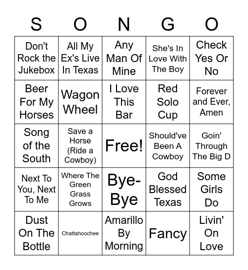 BBS Country Round 4 Bingo Card