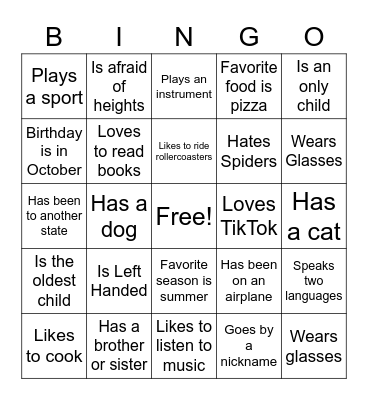 People Bingo Card