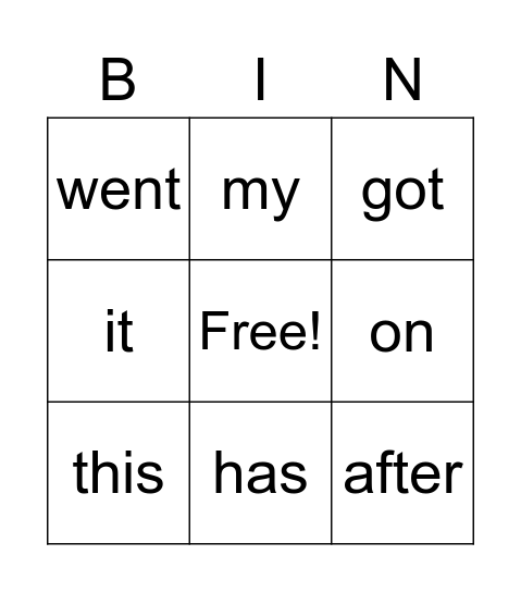 Fluency Find It! Bingo Card