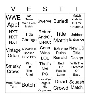 Raw 4/27/15 Bingo Card