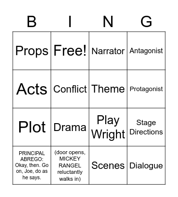 Vocabulary Bingo Card