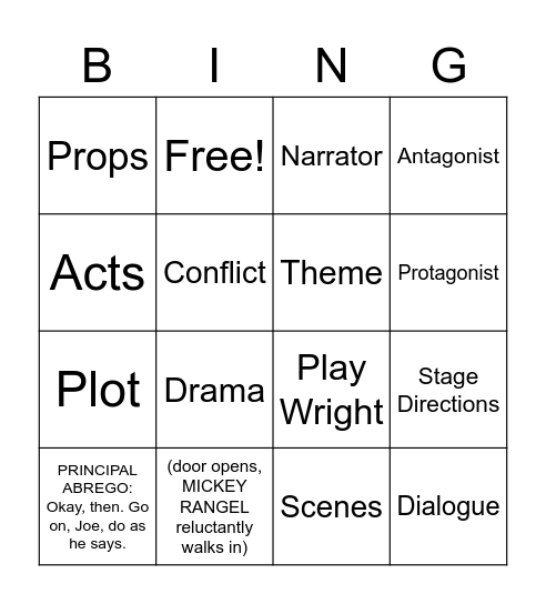 Vocabulary Bingo Card