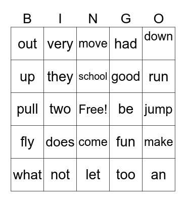 HFW Block 1 - 1st Bingo Card