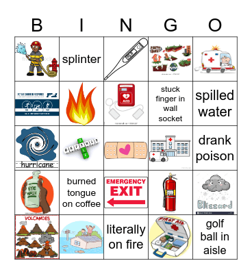 Safety Week BINGO Card